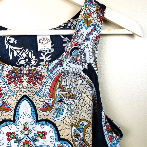 BILLA OF CA Boho Paisley Floral Silky Blouse,M - Picture 3 of 9